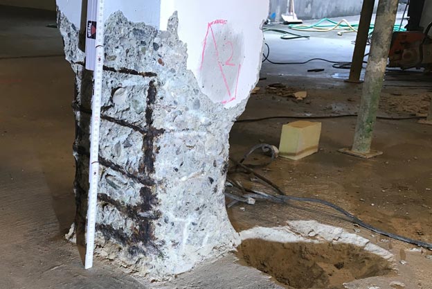 charakteristisches Schadensbild der korrodierte Bewehrung