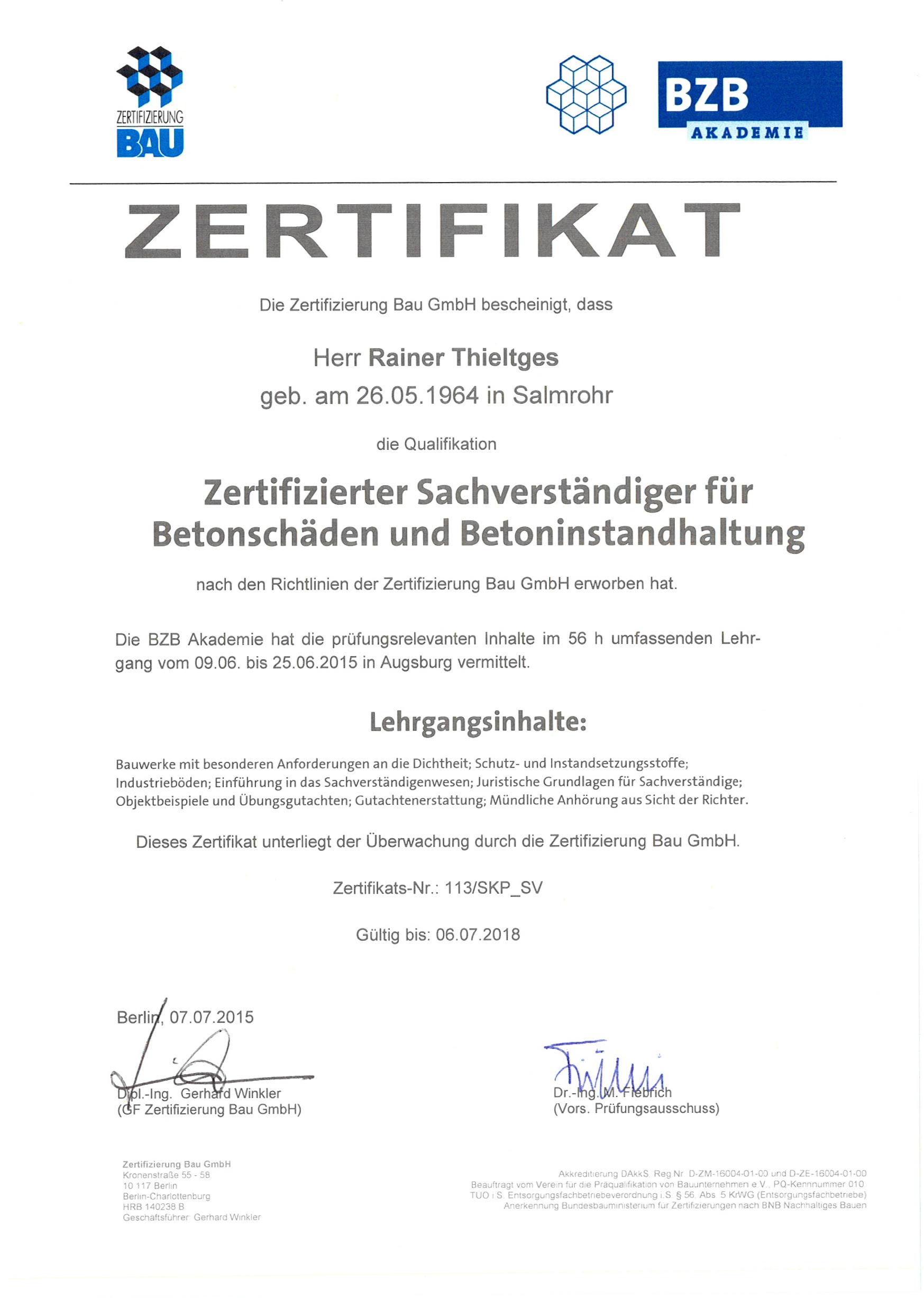 Zertifizierter Sachverständiger für Betonschäden und Betonerhaltung